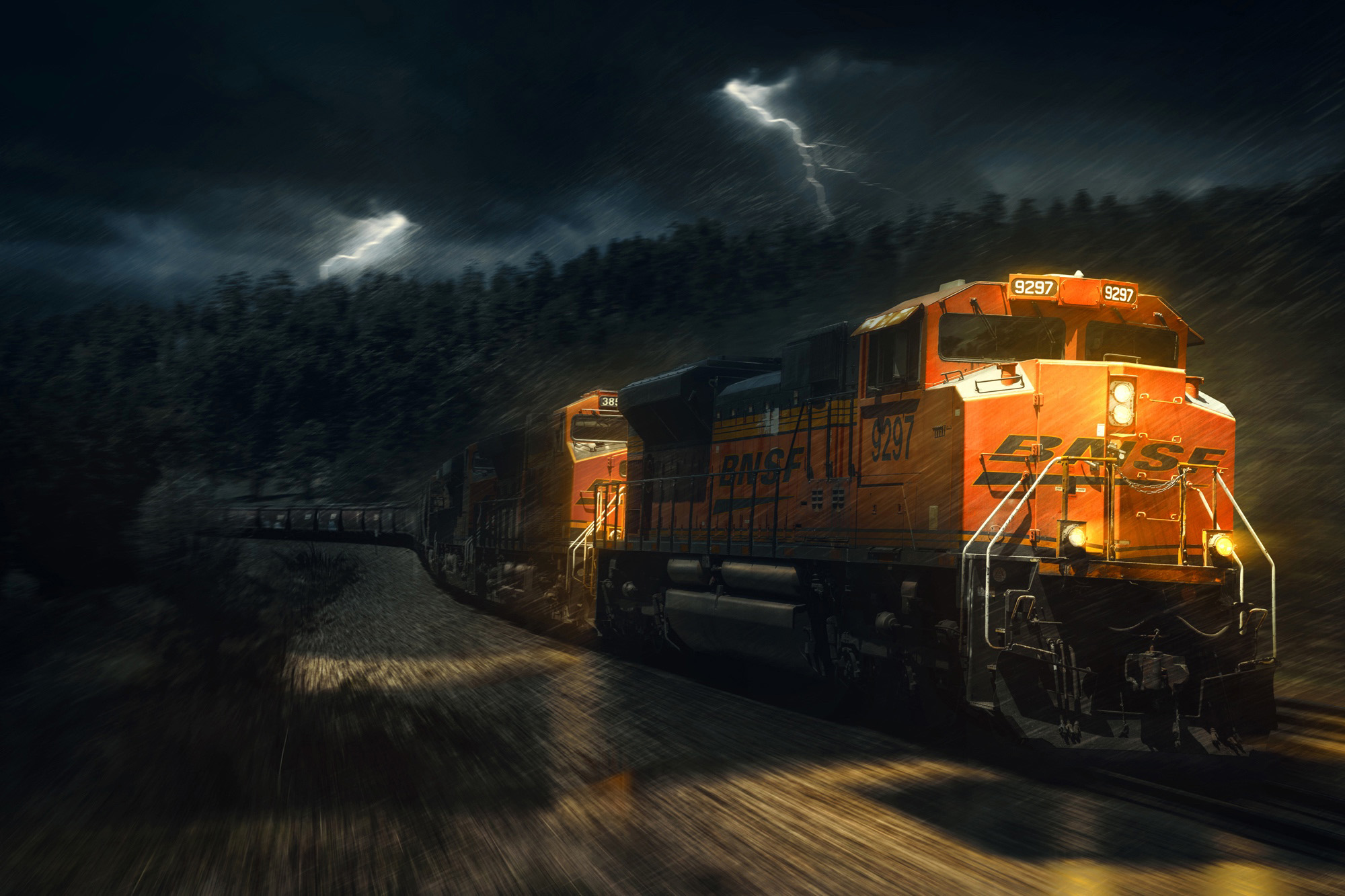 Freight train in an Arizona photographed by Automotive Photographer Blair Bunting