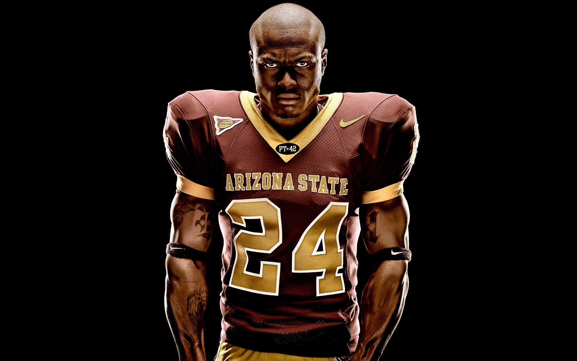 Football player intens portrait by Blair Bunting