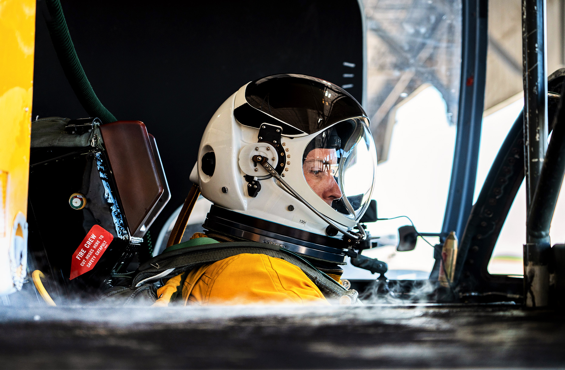 Blair Bunting in a U2 Spy Plane preparing to do the Photoshoot at the Edge of Space