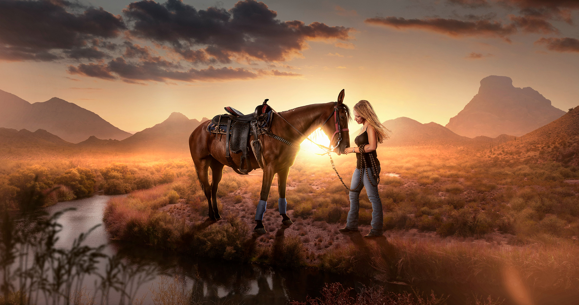 Lifestyle portrait of woman and horse in Phoenix Arizona by Commercial Photographer Blair Bunting