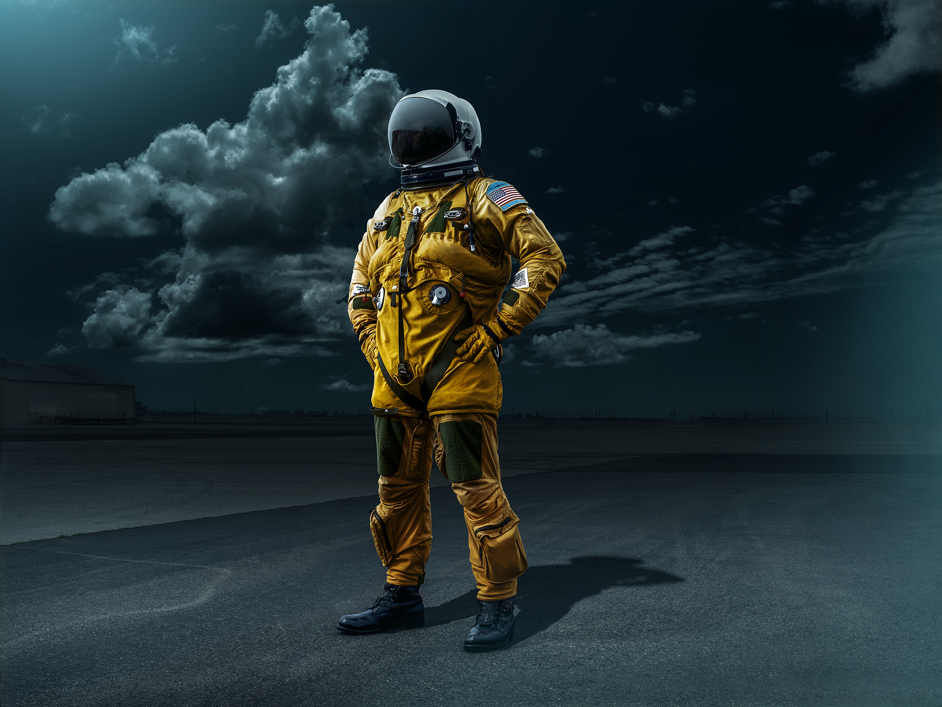 A pilot in a spacesuit at Beale Air Force Base