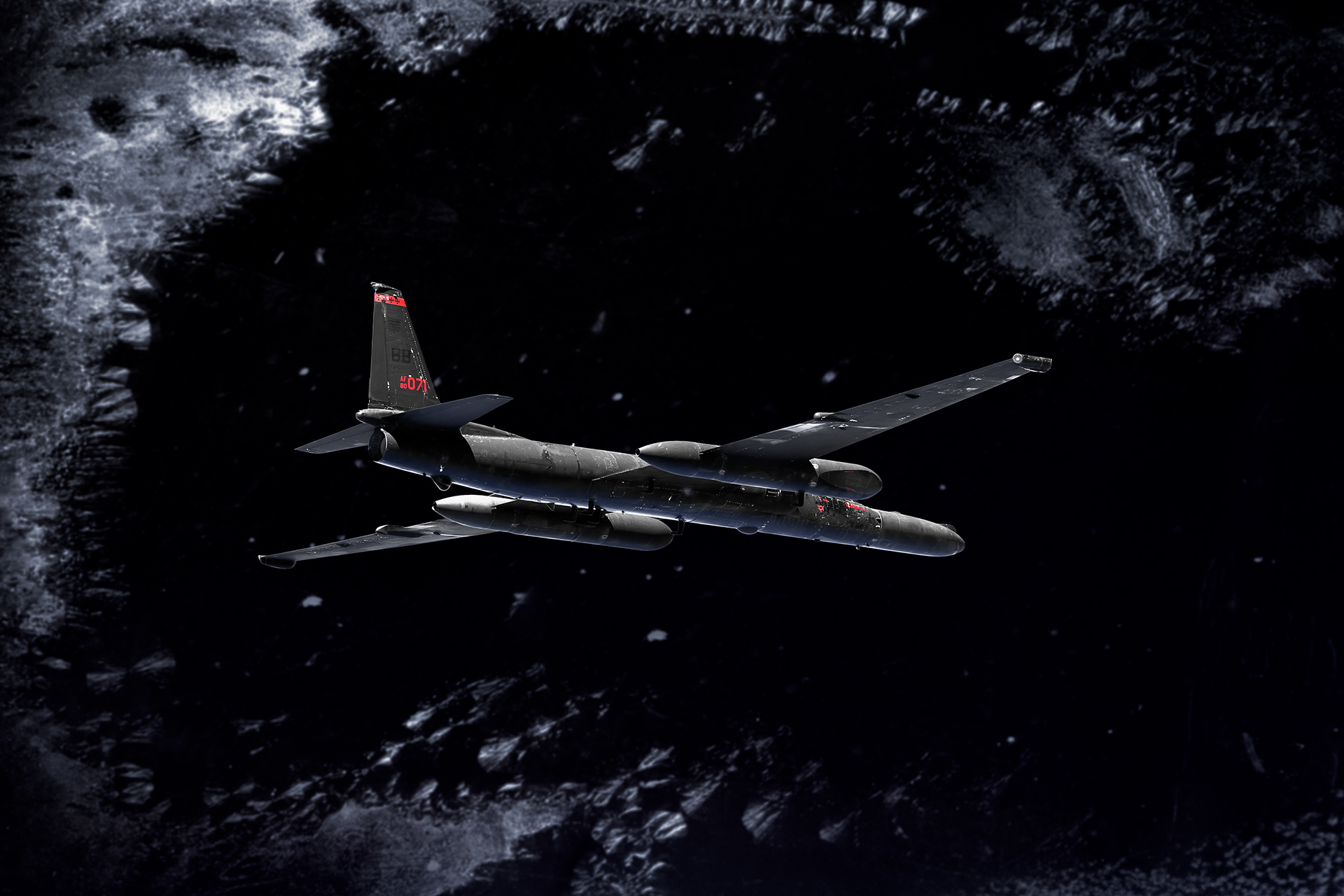Ice surrounding a U2 spy plane as it enters the blackness of space